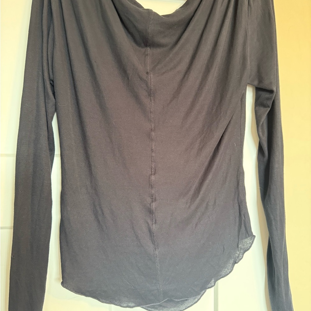 Free People Intimately Black Ruched Boatneck Long Sleeve Top — Size L - Picture 5 of 5